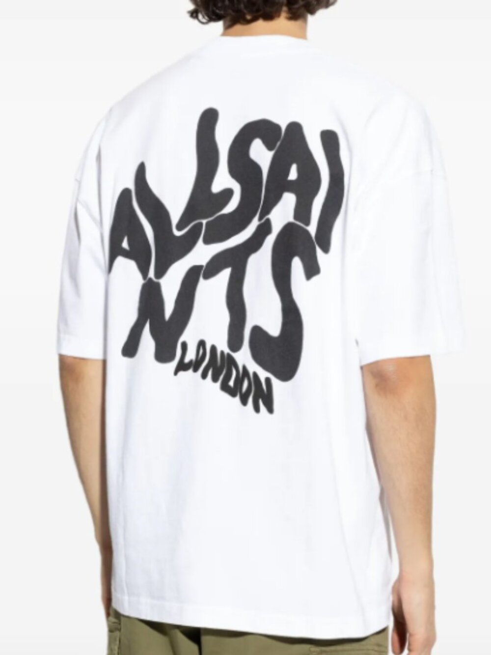 ALLSAINTS Orlando SS Crew T-Shirt Men's L White Oversized Graphic Organic Cotton